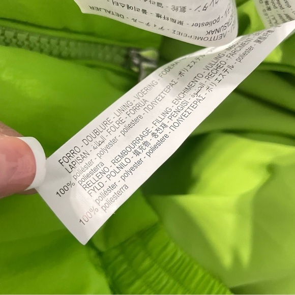 Lime Neon Green Oversized Slouchy Puffer Zip Up Jacket Coat - Picture 7 of 7